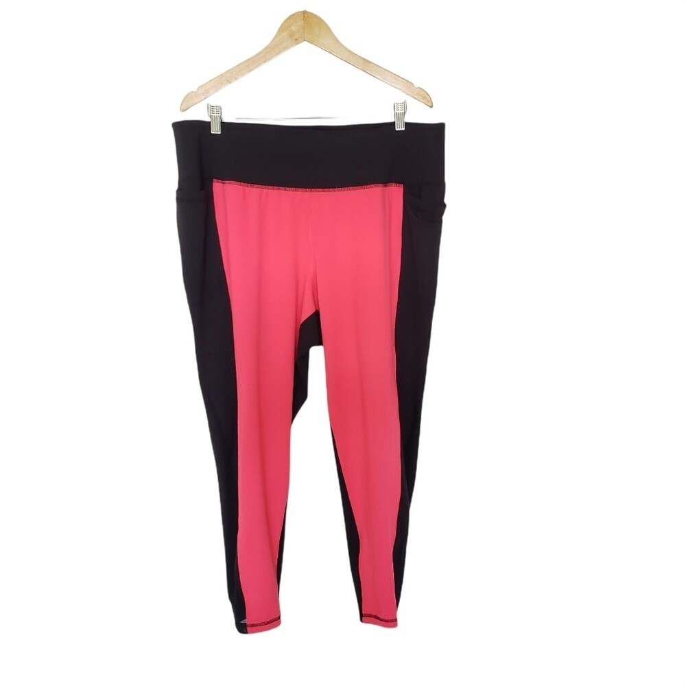 Lane Bryant Livi Active Leggings Pockets Size 22 24 Black Pink Yoga Gym Workout